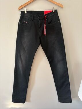 NWT Diesel Slim Black Jeans with Subtle Fade